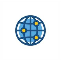 A globe with a yellow dot on it vector