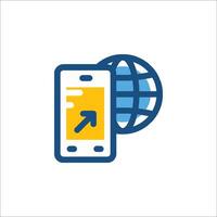 Mobile phone icon with globe vector