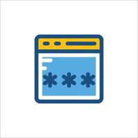 A blue and yellow icon of a computer screen vector