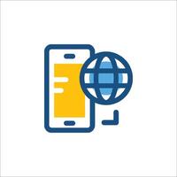 Mobile phone and globe icon vector