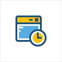 A clock and a computer icon on a white background vector
