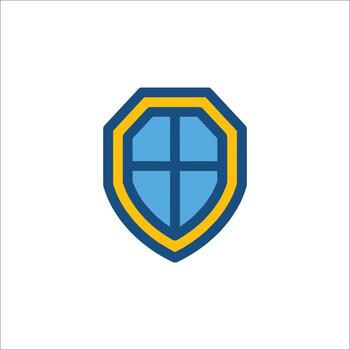 A shield with a cross on it vector