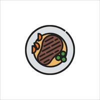 A steak on a plate icon vector