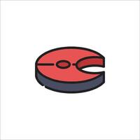 A red and black circular object with a circle on it vector