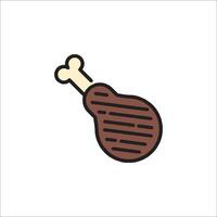 Meat on a bone icon, line art vector