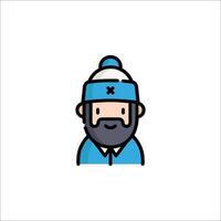 A man with a beard and hat in a blue hat vector