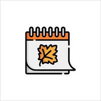 Calendar with autumn leaf icon illustration vector