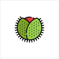 A green fruit with a black dot on it vector
