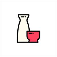 A red and white cup and pitcher icon vector