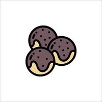 A donut icon with chocolate icing vector