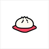 A simple icon of a dumpling on a plate vector