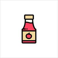 A bottle of ketchup with a red apple on it vector