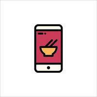 A smartphone with a bowl of noodles on it vector