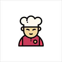 A chef icon with a red hat and a white background vector