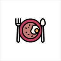 A plate with an egg and fork on it vector