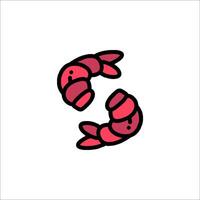 A red and black shrimp icon on a white background vector