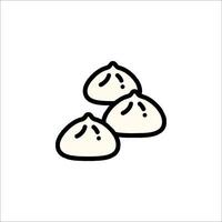 Three dumplings are shown on a white background vector