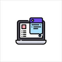 A laptop with a paper document on it vector