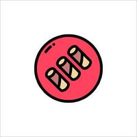 A red and white circle with three rolls of bread vector
