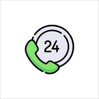 A phone icon with the number 24 and a green circle vector
