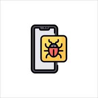 A bug on a smartphone icon vector