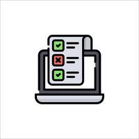 A laptop with a check box and a check mark vector
