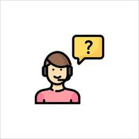A man with a headset and question mark icon vector