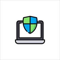 A laptop with a shield icon on it vector