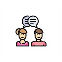 Two people talking with speech bubbles above them vector