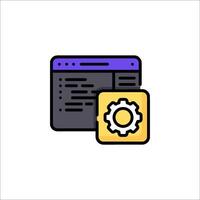A computer with a gear on it and a file icon vector