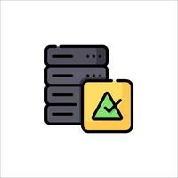 A server with a green check mark and a yellow triangle vector
