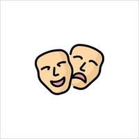 Two theater masks with one laughing and one crying vector