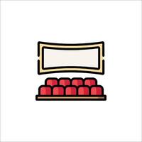 A theater with a sign on it and a row of seats vector
