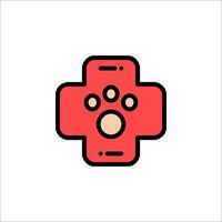 A red cross with a paw on it vector