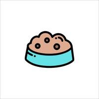 A cat bowl with food in it on a white background vector