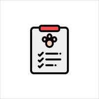 A checklist icon with a dog paw vector