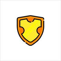 A shield icon with a yellow and orange color vector