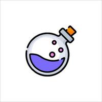 A purple and white liquid bottle with a purple liquid inside vector