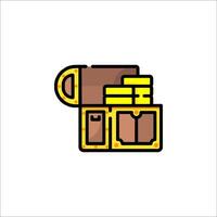 A gold chest icon with a sword and a sword vector