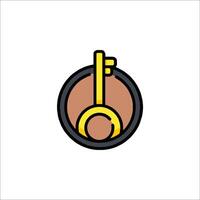 A key in a round object with a circle around it vector