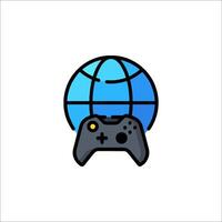 A globe with a controller and a game controller vector