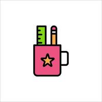 A pink cup with a pencil and star on it vector
