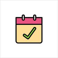 A calendar icon with a tick mark on it vector