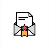 An envelope with a star on it and a paper document inside vector