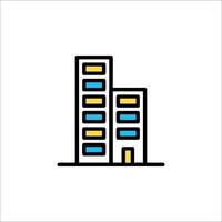 A building icon with a yellow and blue color vector