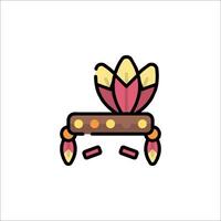 A cartoon headdress with a feather on it vector