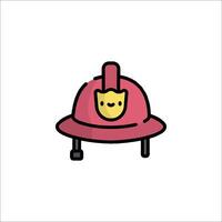 A cartoon fireman's helmet with a cat on it vector
