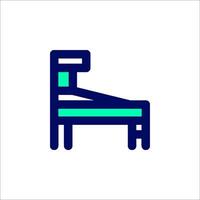 A bed with a green and blue outline vector