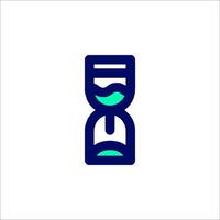 A blue hourglass icon on a white background vector
