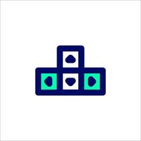 A blue and green icon of a stack of blocks vector